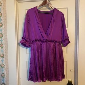 Purple pleated dress NWOT